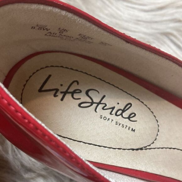 Life Stride Asymmetrical Strap Comfort Insole Pointed Toe Red Suki Pump/heels - Picture 6 of 16